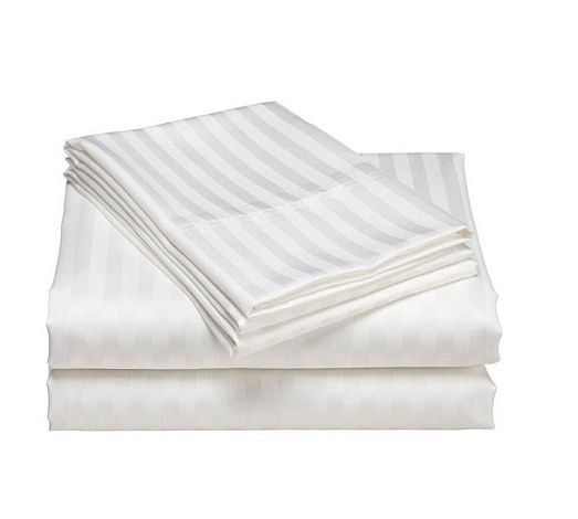 Простыня страйп сатин Полоса 1x1, 220x240 см / Белая