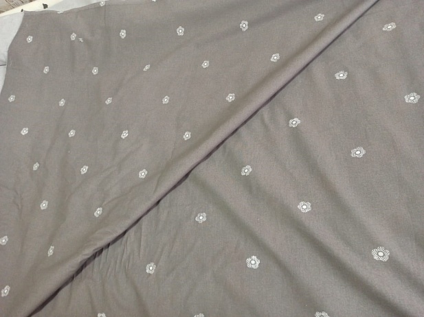 Ткань перкаль Цветы, кофейный