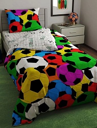 Комплект постельного белья Поплин 1,5 спальный, Футбол (индивидуальный пошив)