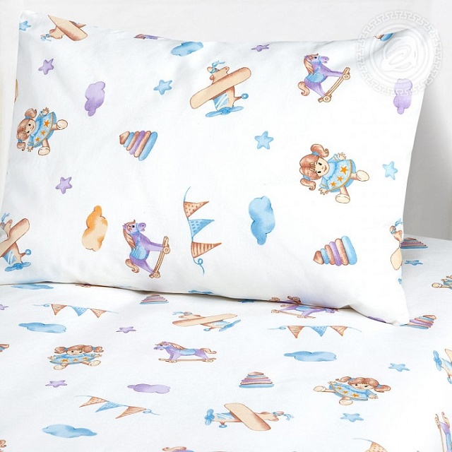 Комплект постельного белья Детское простыня на резинке , бязь 120гр, Детство 