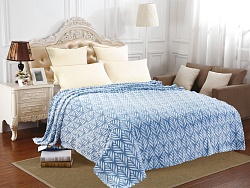 Плед флисовый гладкокрашеный с выстриженным узором, 180х200см голубой