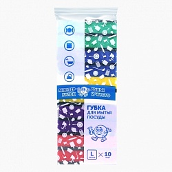Губка бытовая L 10 "Мистер БУЛЬК" , 9,3*2,3*6,5 (10шт)