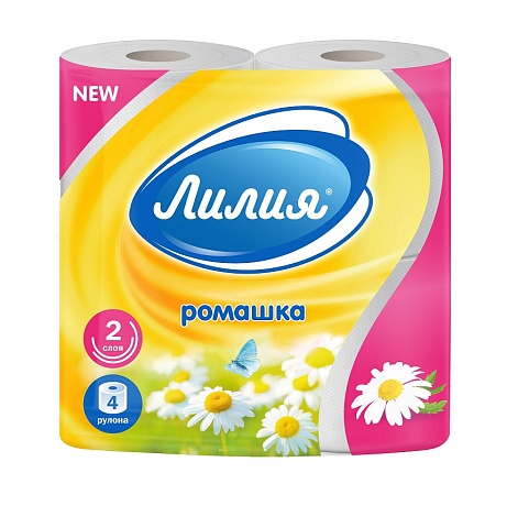 Туалетная бумага "ЛИЛИЯ РОМАШКА" 2-х сл. БЕЛАЯ, 13м. ( 4шт)
