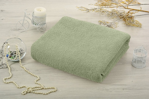 Махровая простынь 190х220см, 430гр Ашхабад, цвет зелёный чай