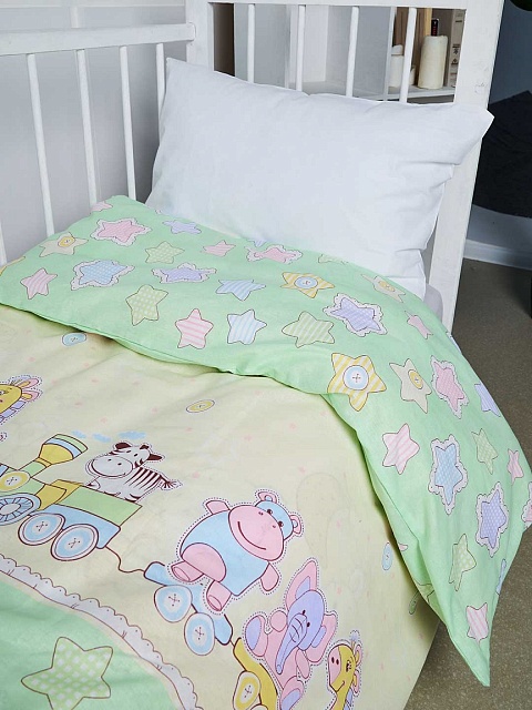 Пододеяльник бязь (без молнии) / Веселый паровозик 110x140 см