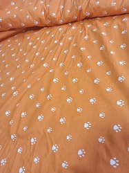 Ткань поплин Следы, оранжевый