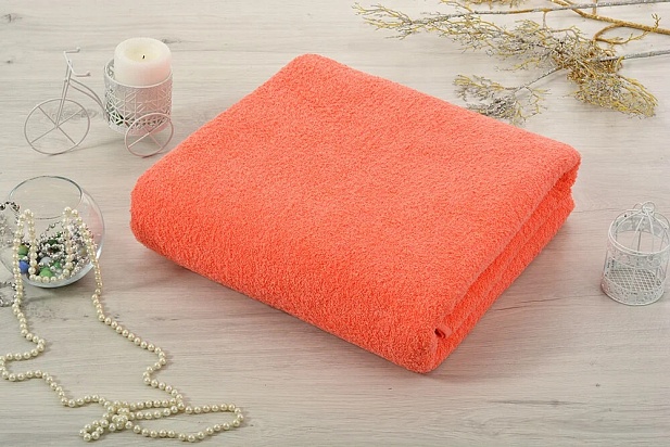 Махровая простынь 190х220см, 430гр Ашхабад, цвет коралловый