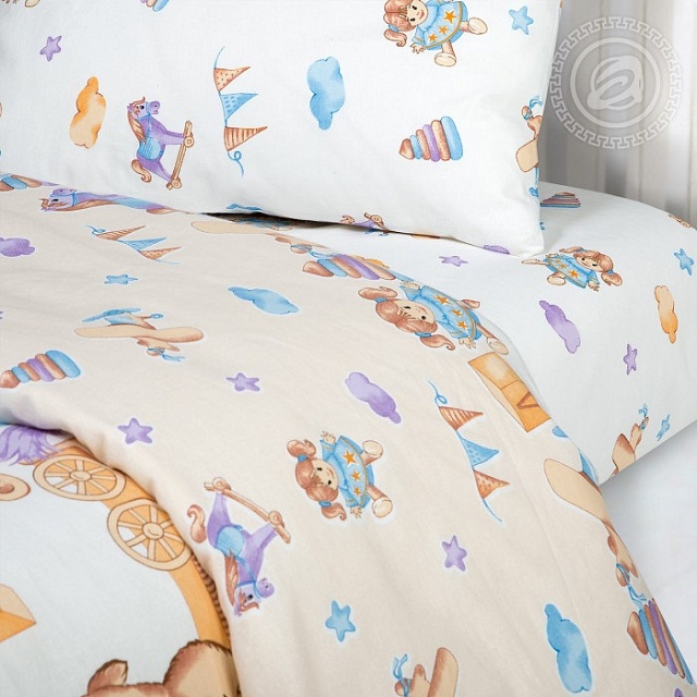 Комплект постельного белья Детское простыня на резинке , бязь 120гр, Детство 
