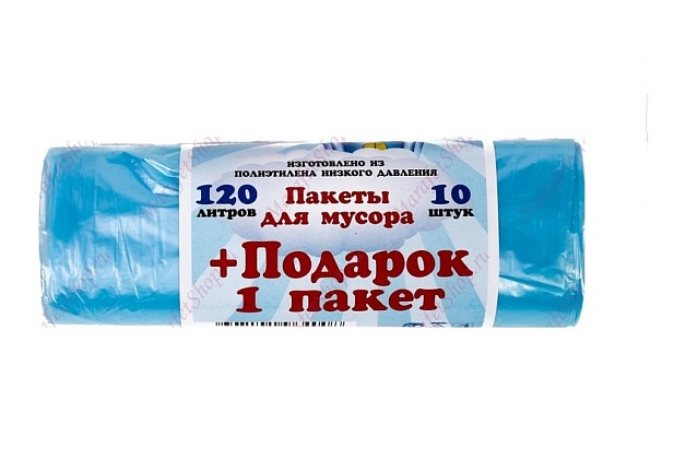 Пакеты для мусора КОРОЛЕВСТВО ЧИСТОТЫ 69х108см, синие12мкр 120 л., 10 шт/рулон