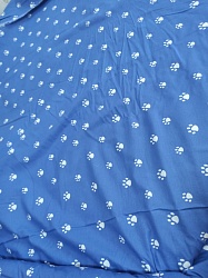 Ткань поплин Следы, синий