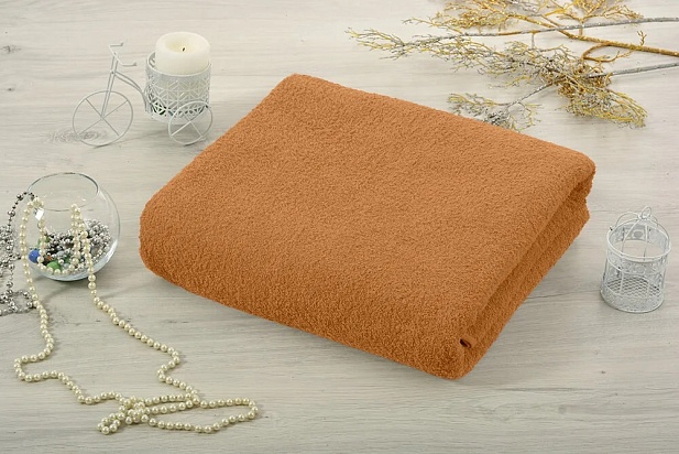 Махровая простынь 190х220см, 430гр Ашхабад, цвет ореховый