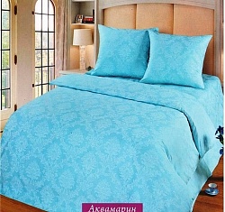 Простыня на резинке из поплина с жаккардовым рисунком / Аквамарин, 140x200 см