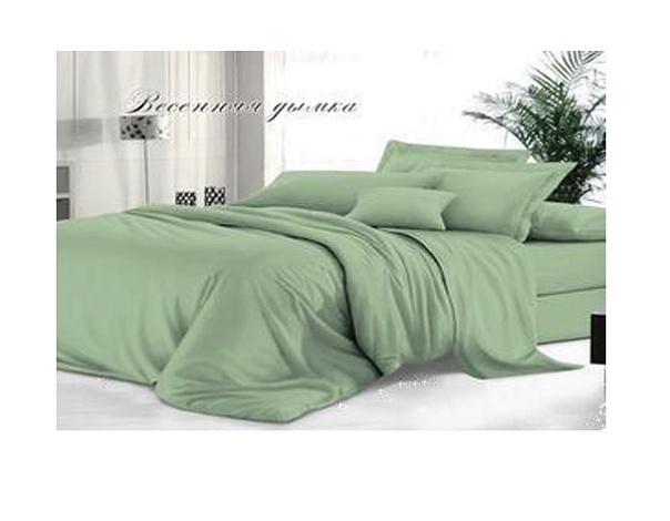 Простыня на резинке 160х200х30см; гладкокрашеный сатин Весенняя дымка