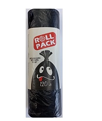 Мешки для мусора РОЛЛ ПАК  ПНД 120л, черные 14мкр, 10шт/рулон