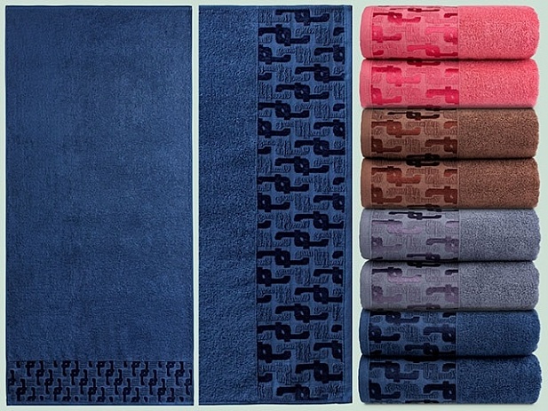 Полотенце махровое гладкокрашеное жаккардовое 70x140см, Тетрис, 420 гр