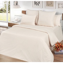 Комплект постельного белья 2-х спальный с Евро простыней, Страйп (бежевый)