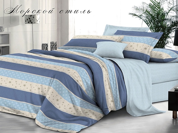 Комплект постельного белья 1,5 спальный "Белла Вита Премиум" Эльф, Морской стиль