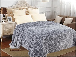 Плед флисовый гладкокрашеный с выстриженным узором, 150х200см серый