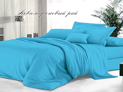 Комплект постельного белья Семейный гладкокрашеный "Sateen De Luxe" Эльф, Аквамариновый рай