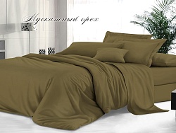 Комплект постельного белья Семейный гладкокрашеный "Sateen De Luxe" Эльф, Мускатный орех
