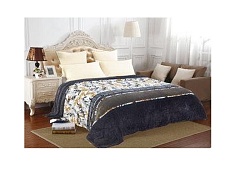 Плед флисовый с напечатанным узором на поверхности, 220х240см черный