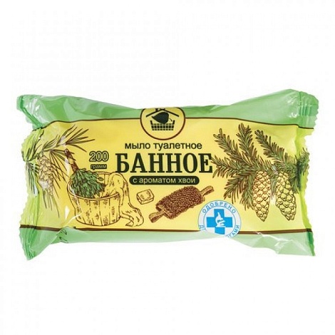 Мыло туалетное "БАННОЕ" с ароматом Хвои в обертке, 200 гр 