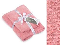 Набор махровых полотенец без бордюра (2 шт.), 420 гр/кв.м, 50х80см и 70х130см, Розовый